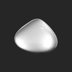 3d chrome liquid shape, metallic fluid bubble isolated on black background. Render of 3d abstract, futuristic metal blob with gradient chrome reflection effect. 3d vector geometric illustration