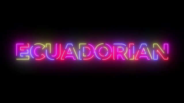 Ecuadorian text. Laser vintage effect. Infinite loopable 4K animation