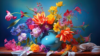colorful flower still life generated Al