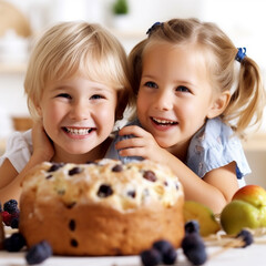two little girls with cake