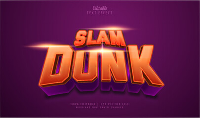 Slam dunk editable text effect 3d style. Text Effect basketball theme sport orange.