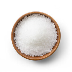 Fototapeta na wymiar Salt in a bowl top view, isolated, transparent