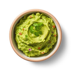 Guacamole sauce top view, isolated on Transparent background - obrazy, fototapety, plakaty