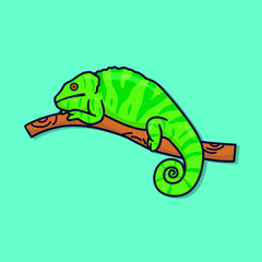 chameleon vector illustration with a cartoon concept for children. suitable as an icon, sticker, wallpaper, etc
