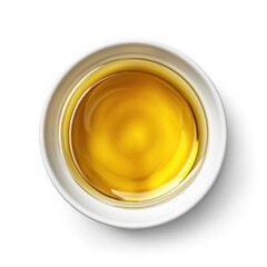 Oil in a bowl, top view, isolated, Transparent