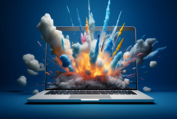 Color Burst: Vivid Explosions Paint Laptop Screen