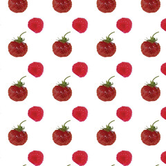 
Strawberry and raspberry seamless vector. White background.
