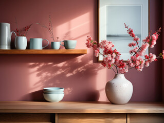 Mock up poster frame in kitchen interior, Mockups Design 3D, High-quality Mockups, Generative Ai