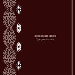 Template for your design. Ornamental elements and motifs of Kazakh, Kyrgyz, Uzbek, national Asian decor for packaging, boxes, banner and print design. Nomad style. Vector.	