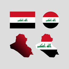 Iraq national map and flag vectors set....