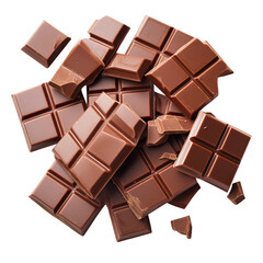 chocolate pieces bar isolated on white created with Generative AI