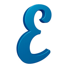3D blue alphabet letter e for education and text concept