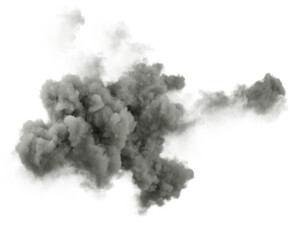 Black overcast cloud smoke free shapes on transparent backgrounds 3d render png