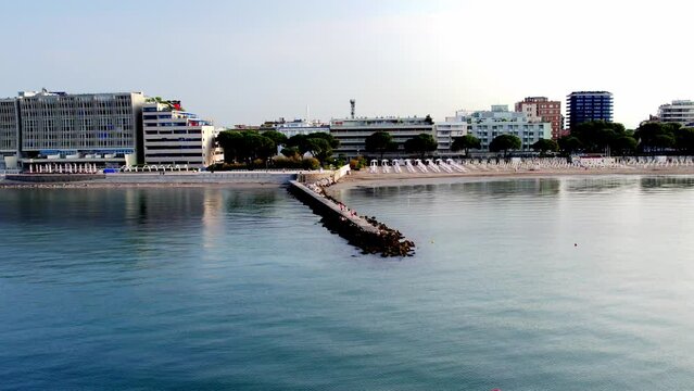 Italy Grado birds view at early morning with blue sky at the ocean Mediterranean Sea