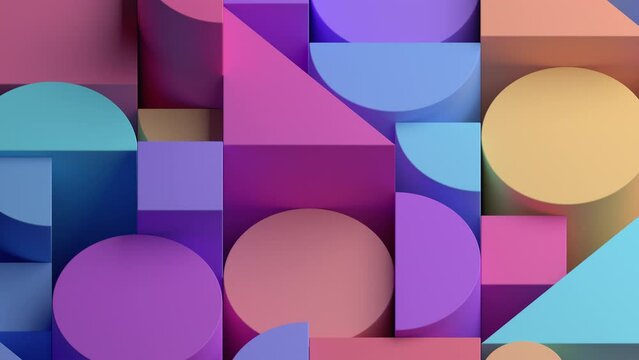 Abstract 3d animation, colorful geometric background, 4k seamless looped video