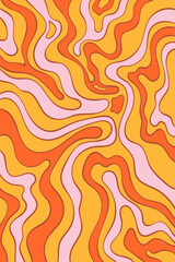 Abstract vertical wavy groovy background. Trendy swirl vector illustration in retro style 60s, 70s. Colorful psychedelic optical illusion.