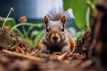 Schilderijen op glas cute and adorable squirrel animal © Salawati
