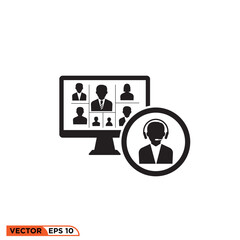 Icon vector graphic of monitor operator