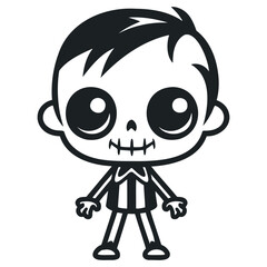 halloween. Boy Frankenstein. black and white drawing