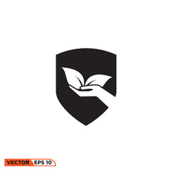 Icon vector graphic of leaf plant shield