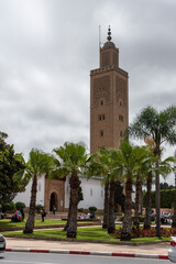 Fototapeta na wymiar Minaret of the Assounna mosque in the center of Rabat in Morocco