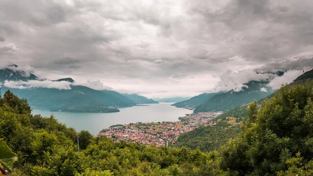 Lake Como between green mountains
