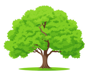 Big lush green tree illustration (Generative AI)
