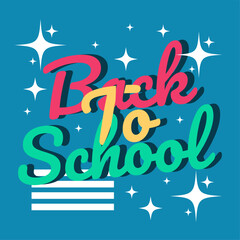 back to school greeting text design on blue background