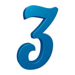 3d blue number 3 design for math, business and education concept 