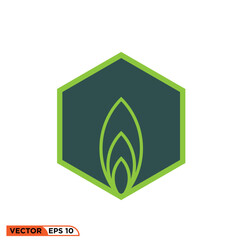 Hexagonal leaf icon vector graphic element template