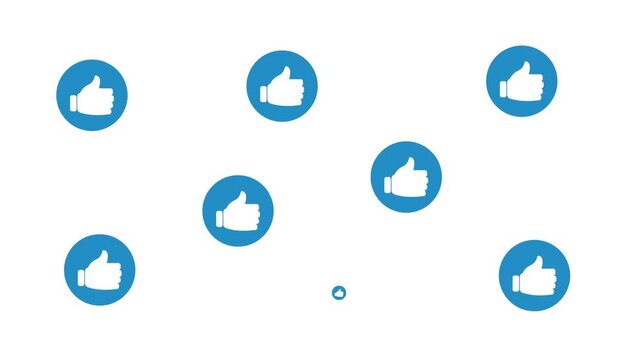 Animated likes button loop video. Pop up thumb up looped animation 