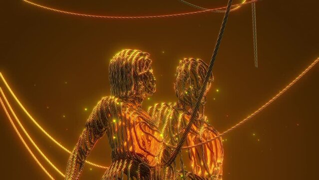 Couple made of Ropes Tied together Looping Spin 360