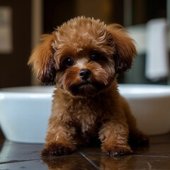 puppy sitting on the floor