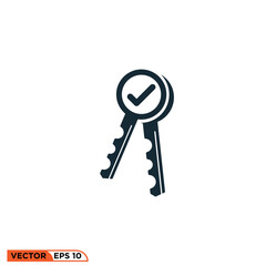 Approved Key icon vector graphic of template 