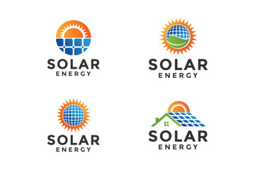 efficient solar panel logo design vector template