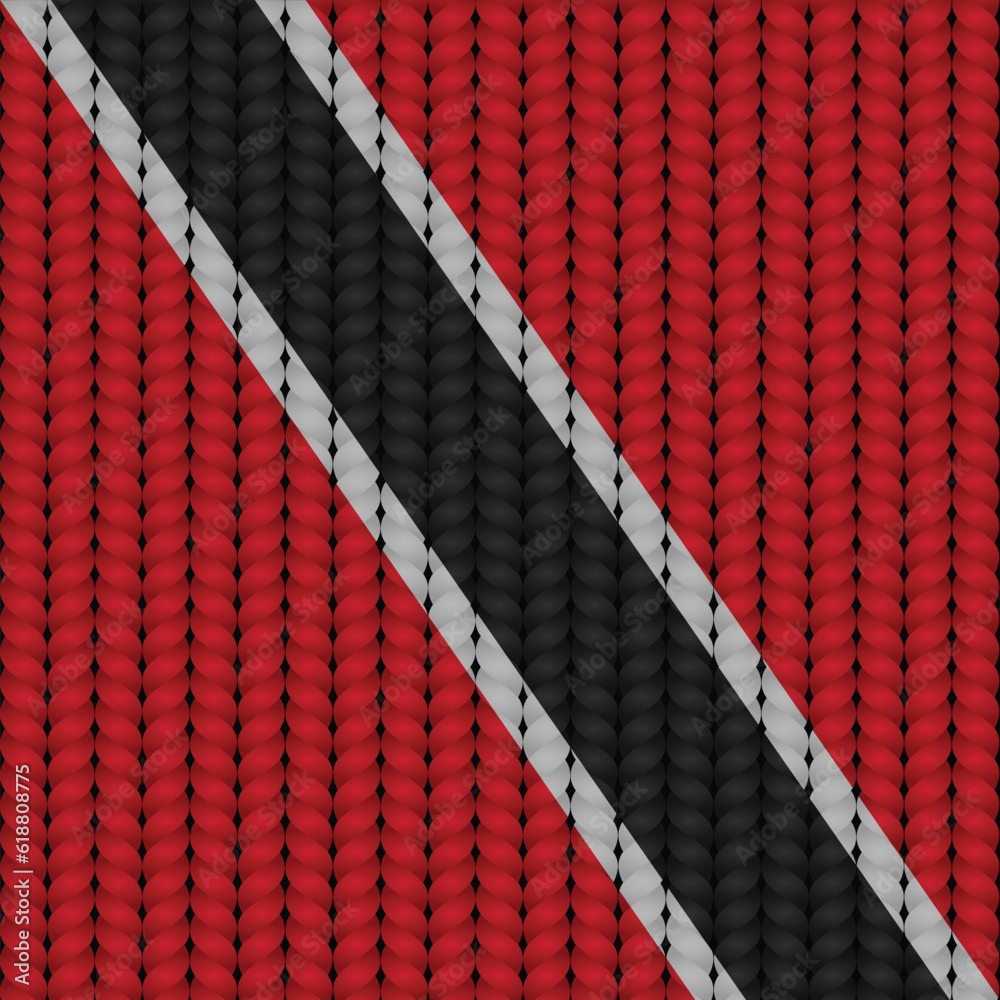 Wall mural Flag of Trinidad and Tobago on a braided rop. - Wall murals