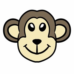 monkey head animal cartoon on white background