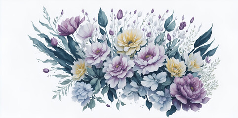 Beautiful spring flowers watercolor. AI generated illustration