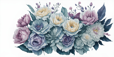 Beautiful spring flowers watercolor. AI generated illustration