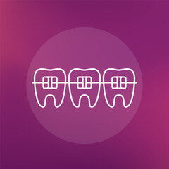 braces and teeth line icon, vector