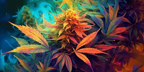 Fototapeta na wymiar autumn leaves marijuana