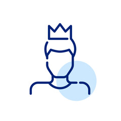 Male avatar with crown on his head. Premium user, luxury service. Pixel perfect, editable stroke icon