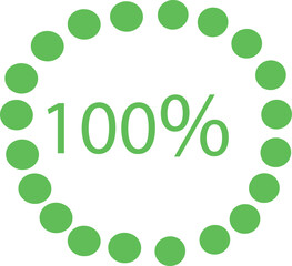 100 % percent loading circle suitable for ui and ux designs in green dotted style