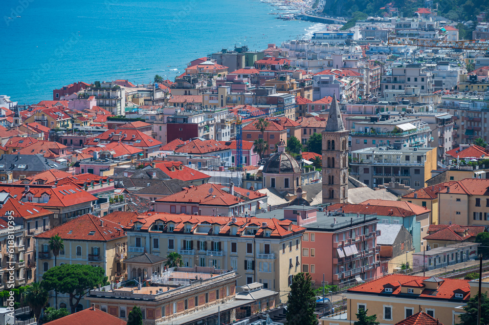 Wall mural view over the city of alassio