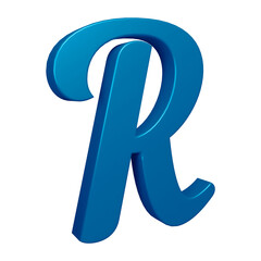 3D blue alphabet letter r for education and text concept