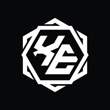 recommend clip art: XE Logo monogram hexagon shape with geometric abstract outline design template