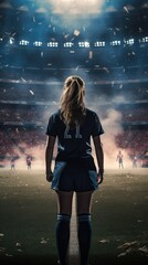 young soccer player woman at stadium Generative AI