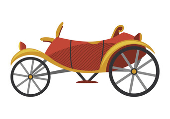 Carriage cartoon. Vintage transport with old wheels. Antique transportation of royal coach, chariot or wagon for traveling. Cab - wedding carriage. Retro cart icon design