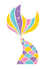 Colorfull mermaid tail illustrator vector