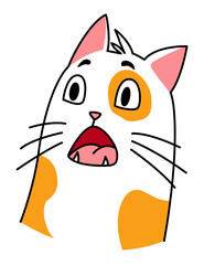 Fototapeta premium Cat expression. Cartoon pet with cute emotion, creative emoji of home animal. illustration of funny mood of cat with big eyes